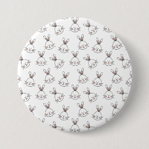 Niedlich Happy White Oaster Bunny Pattern Button