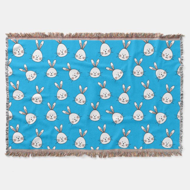 Niedlich Happy White Oaster Bunny Pattern Decke (Vorderseite)