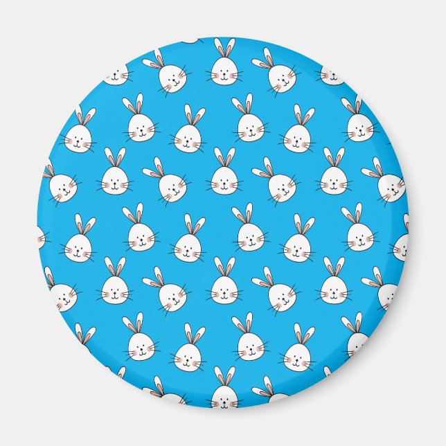 Niedlich Happy White Oaster Bunny Pattern Magnet (Vorne)