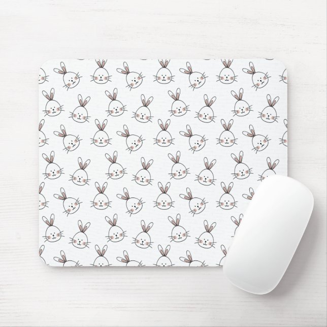 Niedlich Happy White Oaster Bunny Pattern Mousepad (Mit Mouse)