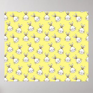 Niedlich Happy White Oaster Bunny Pattern Poster