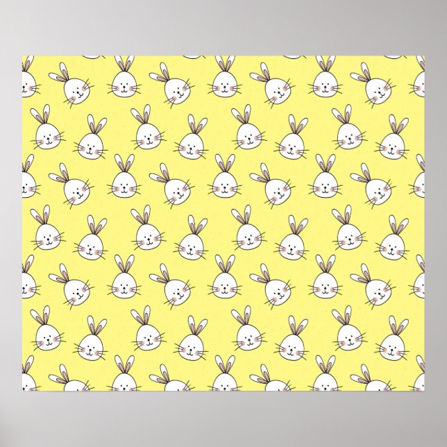 Niedlich Happy White Oaster Bunny Pattern Poster (Vorne)