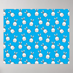 Niedlich Happy White Oaster Bunny Pattern Poster
