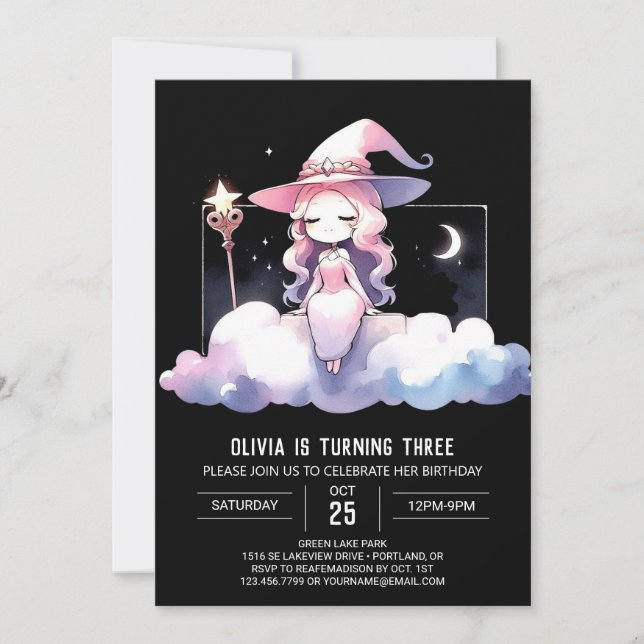 Niedlich Happy Wizard Geburtstag Einladung (Vorderseite)