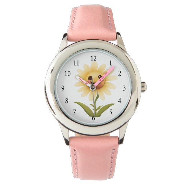 Niedlich Happy Yellow Blume Armbanduhr (Vorderseite)