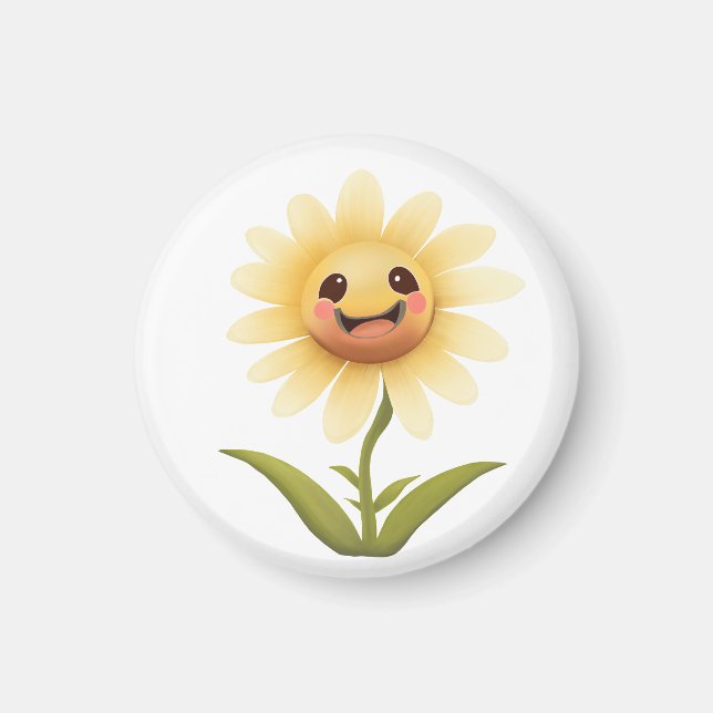Niedlich Happy Yellow Blume Magnet (Vorne)