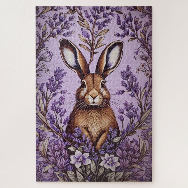 Niedlich Hare with Lavender William Morris Inspiri (Vertikal)