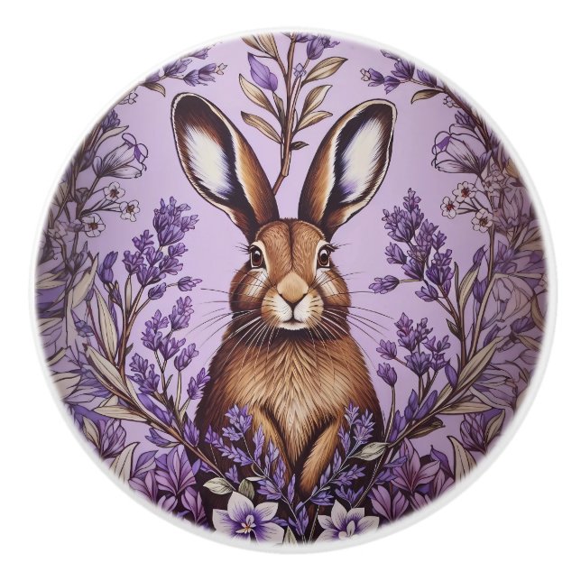 Niedlich Hare with Lavender William Morris Inspiri Keramikknauf (Vorderseite)