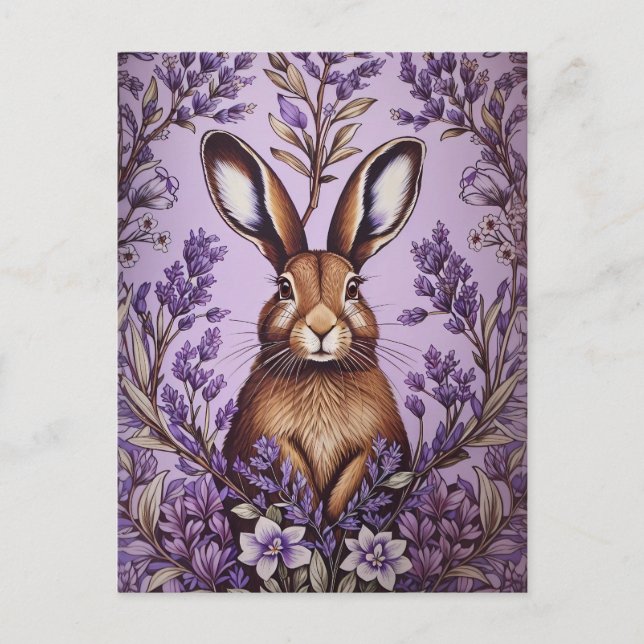 Niedlich Hare with Lavender William Morris Inspiri Postkarte (Vorderseite)