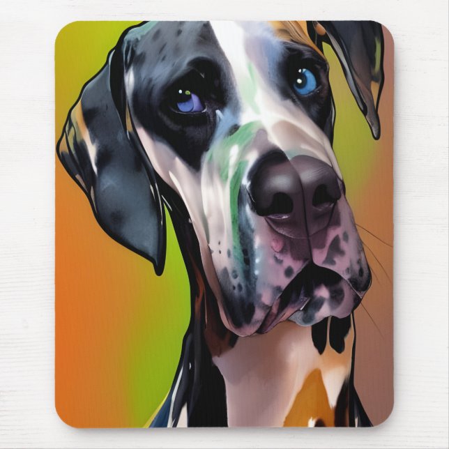Niedlich Harlequin Great Dane Mousepad (Vorne)