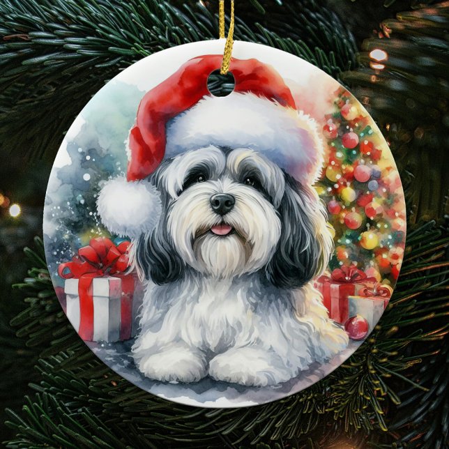 Niedlich Havanese Dog Aquarell Weihnachten Keramik Ornament (Von Creator hochgeladen)