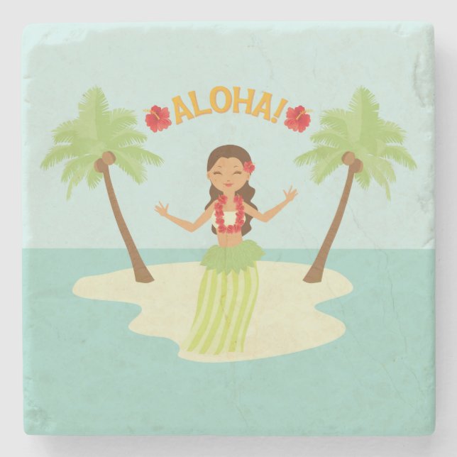 Niedlich Hawaiian Luau Hula Girl Untersetzer (Vorderseite)