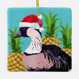 Niedlich Hawaiian Santa Nene Mele Kalikimaka Aqua Keramikornament