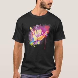 Niedlich Hawaiian Shaka Sign farbenfrohe klassisch T-Shirt