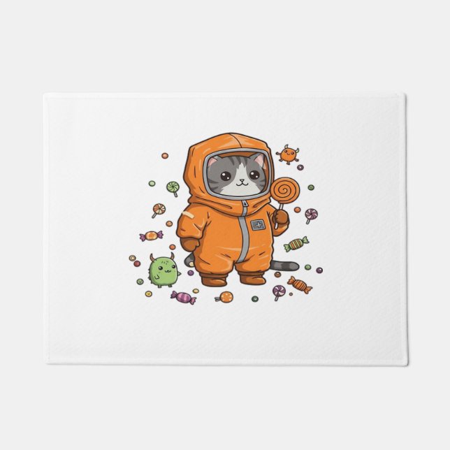 Niedlich Hazmat Cat Halloween Candy Monster Fun Ov Fußmatte (Vorderseite)