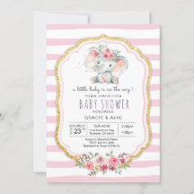 Niedlich Heart Baby Elephant Girl Babydusche