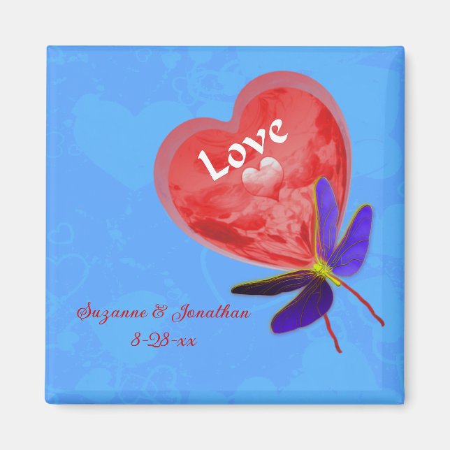 Niedlich Heart Balloon Personalisiert Wedding Magnet (Vorne)