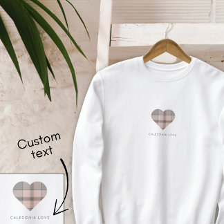 Niedlich Heart Beige Scottish Tartan Sweatshirt