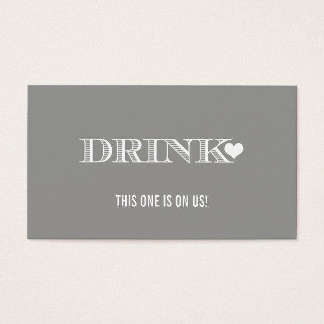 Niedlich Heart Gray Wedding Drink Ticket (Vorderseite)