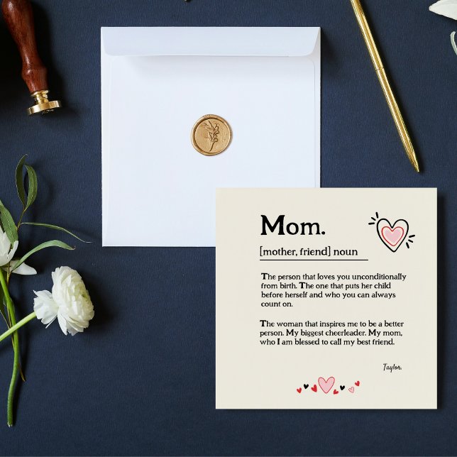 Niedlich Heart Mama Wörterbuch Muttertag Dankeskarte (Cute Heart Mom Dictionary Mother's Day Coffee Mug)