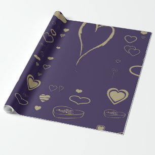 Niedlich Heart Modern Dark Lila Geschenkpapier