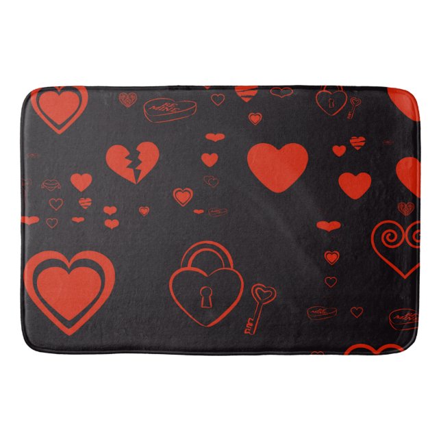 Niedlich Heart Modern Red Pattern Badematte (Vorderseite)