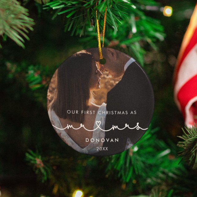 Niedlich Heart Schriftart Erste Weihnachten als Mr Keramik Ornament (Von Creator hochgeladen)
