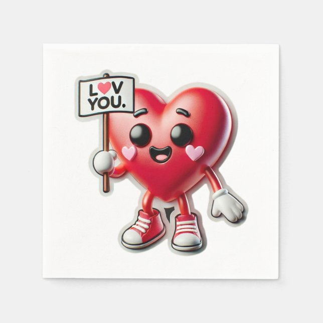 Niedlich Heart Sprichwort Liebe Sie Serviette (Vorderseite)