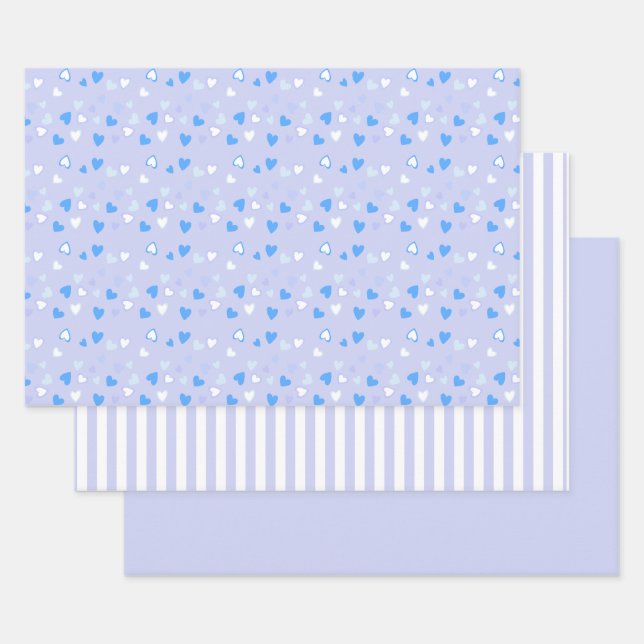 Niedlich Hearts Blue Geschenkpapier Set (Set)