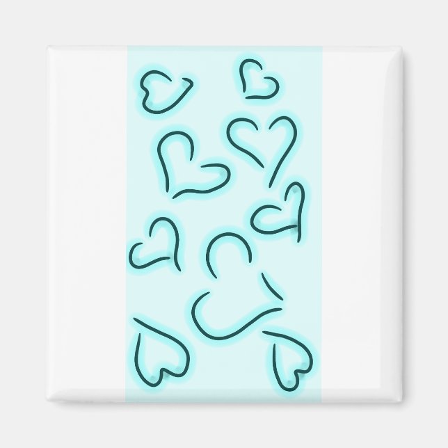 Niedlich Hearts Blue Magnet (Vorne)
