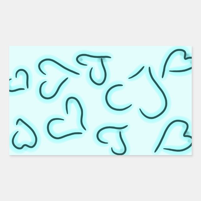 Niedlich Hearts Blue Rechteckiger Aufkleber (Vorderseite)