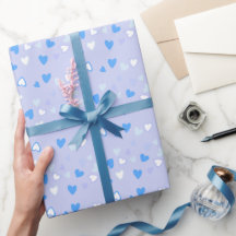 Niedlich Hearts Blue Wrapping Paper