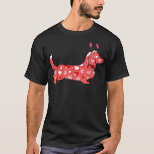 Niedlich Hearts Dackel Hund Welpe Lover Valentine T-Shirt