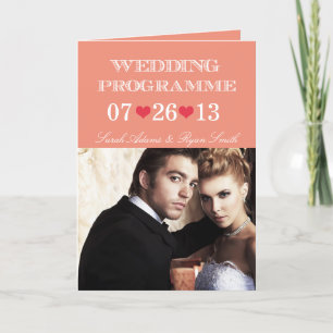 Niedlich Hearts-FaltenWedding-Programm mit Foto Programm