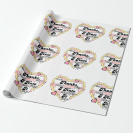 Niedlich Hearts Gelbe Spitzen und Rosa Danke, ich  Geschenkpapier