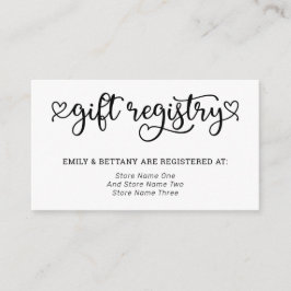 Niedlich Hearts Gift Registry Wedding Begleitkarte