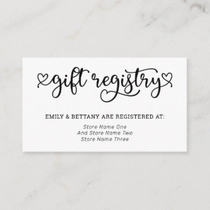 Niedlich Hearts Gift Registry Wedding Begleitkarte