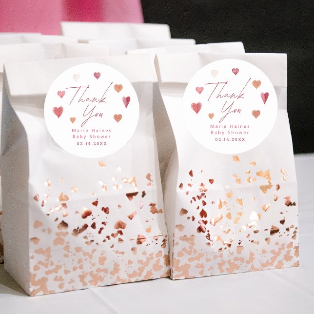 Niedlich Hearts Girly Baby Dusche Vielen Dank Runder Aufkleber (Von Creator hochgeladen)