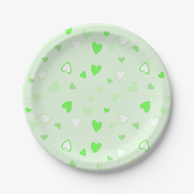 Niedlich Hearts Green Party Teller (Vorderseite)