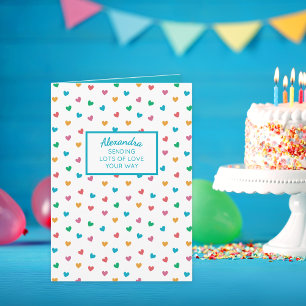 Niedlich Hearts Individuelle Name Geburtstag oder  Karte
