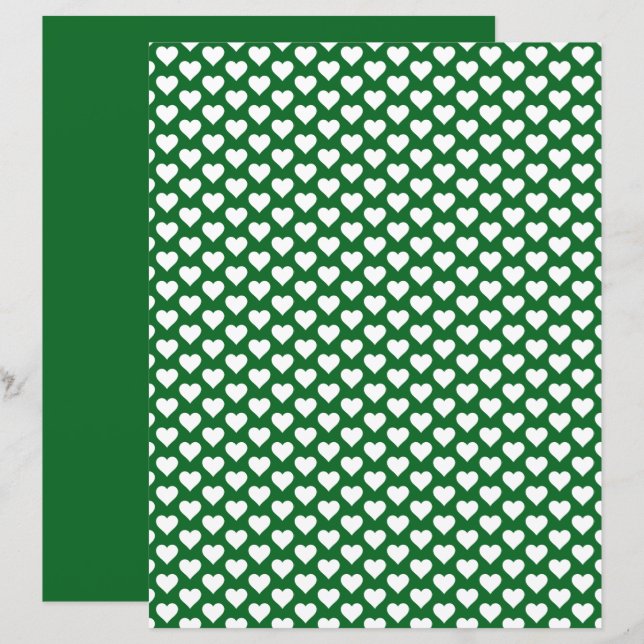 Niedlich Hearts Muster Forest Green Scrapbook (Vorne/Hinten)