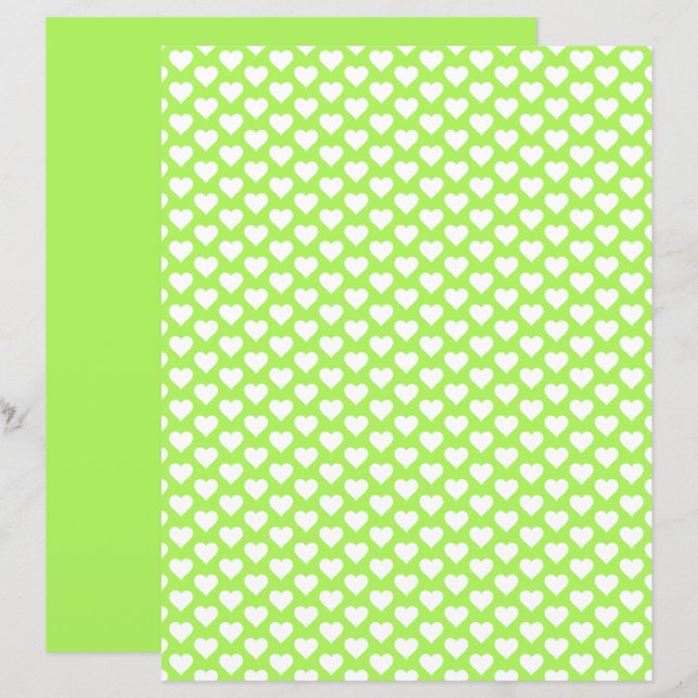 Niedlich Hearts Muster Lime Grünbuch (Vorne/Hinten)