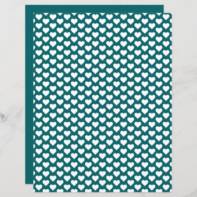 Niedlich Hearts Muster Ocean Blue Scrapbook Paper (Vorne/Hinten)