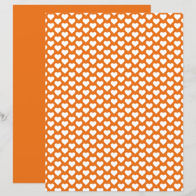 Niedlich Hearts Muster Orange Scrapbook Paper (Vorne/Hinten)