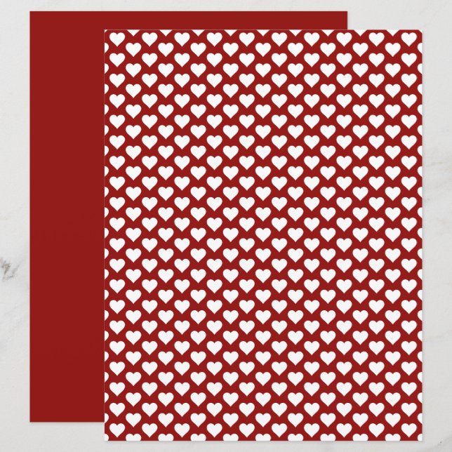 Niedlich Hearts Muster Scarlet Red Scrapbook Paper (Vorne/Hinten)