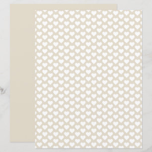 Niedlich Hearts Pattern Earthy Beige Scrapbook Pap