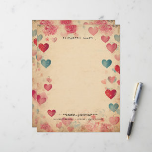 Niedlich Hearts Vintager Valentinstag personalisie Briefbogen