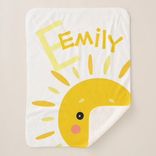 Niedlich-Hellgelbe Sonnenmonogramm Name Baby Sherpadecke