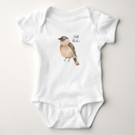 niedlich Hello Birdie Orange Brown Watercolor Baby Strampler
