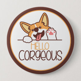 Niedlich Hello Corgi Dog Button